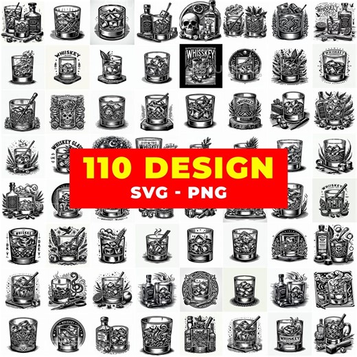 Whiskey SVG Bundle | 110 Bourbon Drink Engraving Clipart (commercial Use) - Etsy