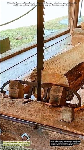 Manual Vertical Wood Cutting | Traditional Sawing Technique