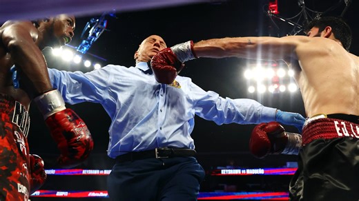 Boxing referee punched in face as fans gasp 'how was he not deducted a point?'