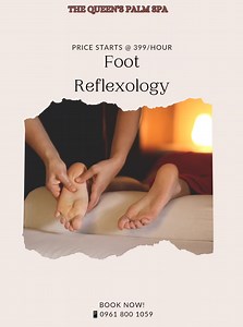 Did you know? Foot reflexology is a treatment that's been practiced for centuries. It involves applying pressure to different points on the bottom of the foot. Book now! And get a free ear candling for every 2 hrs massage services! | The Queen's Palm - Rizal Branch