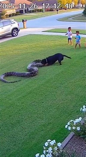 Rottweiler Saves Kids from Python Attack! 🐍🐕