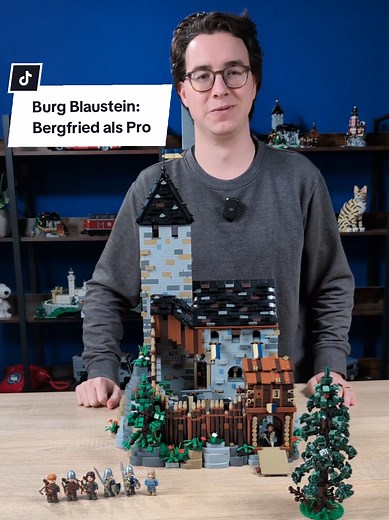 Der Bergfried der Burg Blaustein ist da - jetzt als Pro Version mit Minifiguren und einer gedruckten Bauanleitung! #BlueBrixx #Klemmbausteine #mittelalter #burgblaustein