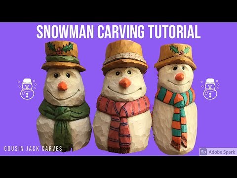 Carving A Snowman From Wood Part 1 Easy beginner wood carving project.