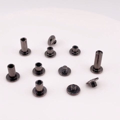 Alloypro 90 Set Chicago Screws Assorted Kit 5 Size GunMetal Leather Rivet 5mm Screw Rivets Flat Fillister Book Bingding Post Nail Rivet Chicago Bolt for DIY Leather Craft Bookbinding (6,10,12,15,18mm)