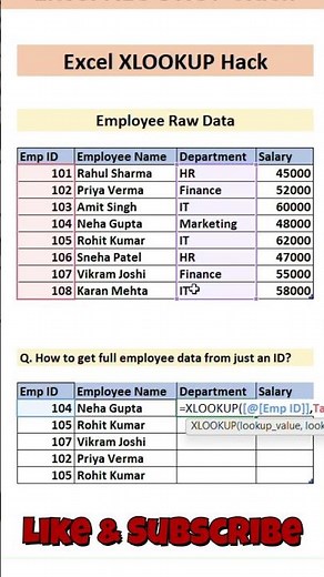 LOOKUP Interview Practice Excel Find Employee Data from ID in Excel #excel #exceltips