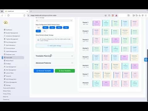 Automatic Timetable Generator for Schools | Intellicraft ERP Module Tutorial