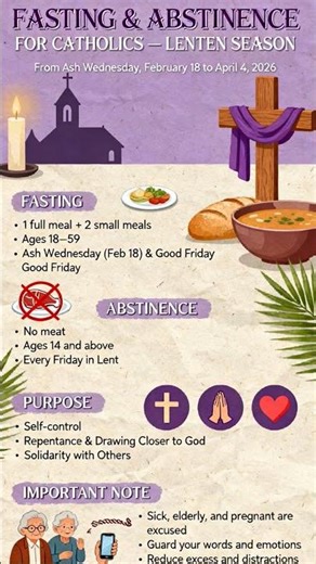Catholic Fasting & Abstinence Rules for Lent 2026 | Ash Wednesday to Holy Saturday Guide