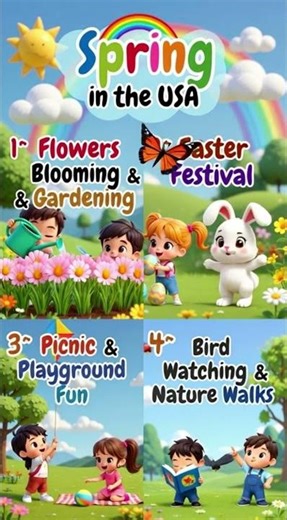 🌸 Spring in the USA | Fun Learning for Kids | Easter & Spring Activities