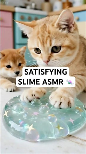 Cat play with slime for the first time! 🐱 #shorts #asmr #cats #slime #slimeasmr