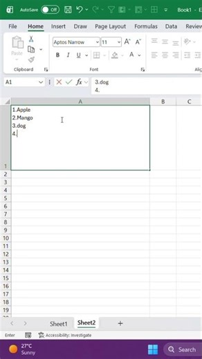 Paragraph in excel