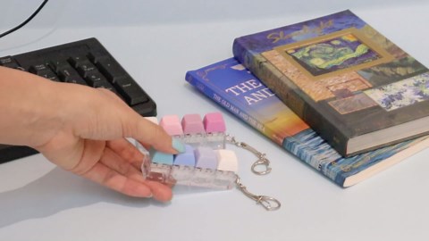 2 PCS Keyboard Fidget Toys for Adults Silent and Loud Keyboard Clicker Keychain Sensory Toy for Anxiety Stress Relief Autism (Blue&Purple, 4 in 1-2P)