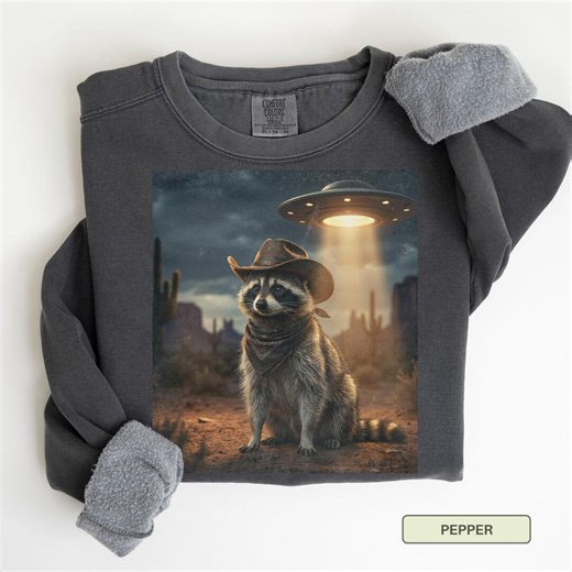 Cowboy Racoon Sweatshirt, Western UFO Raccoon Shirt, Raccoon Gifts, Comfort Colors Raccoon Meme Shirt, Raccoon Shirt, Funny Weirdcore Shirt - Etsy