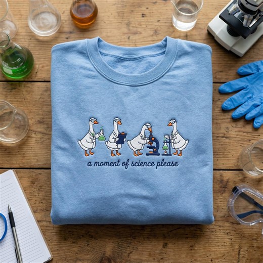Embroidered Lab Assistant Duck Hoodie, Science Teacher Sweatshirt, Microscope Goose Crewneck, STEM Gift, Laboratory Research Top - Etsy