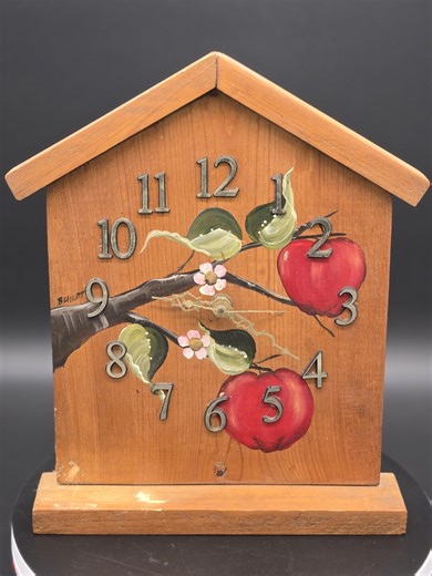Vintage Hand Painted Apple Wooden Wall Clock | Rustic Farmhouse Kitchen Clock | Country Cottage Decor - Etsy