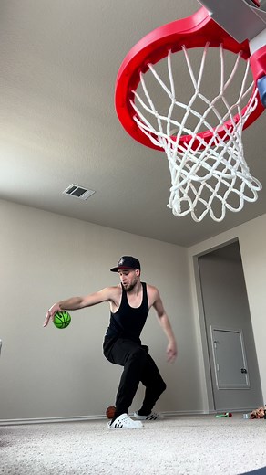 Mini basketball dribble moves with a swish #basketball #ballislife #bball #minibasketball #sport #swish #swoosh #dribble #ballhandling #hoop #minihoop #fyp