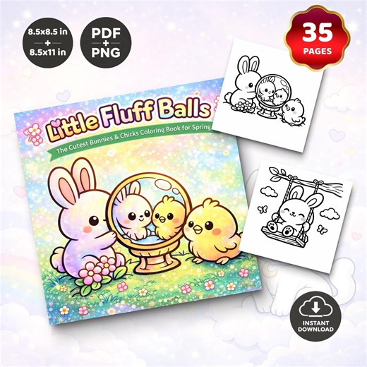 Bunnies & Chicks Coloring Book | Springtime Fun (PDF   PNG, 35 Pages - Etsy UK