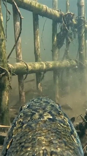 POV: A Giant Snakehead Explores a Flooded Bamboo Forest #underwaterexploration #fishing