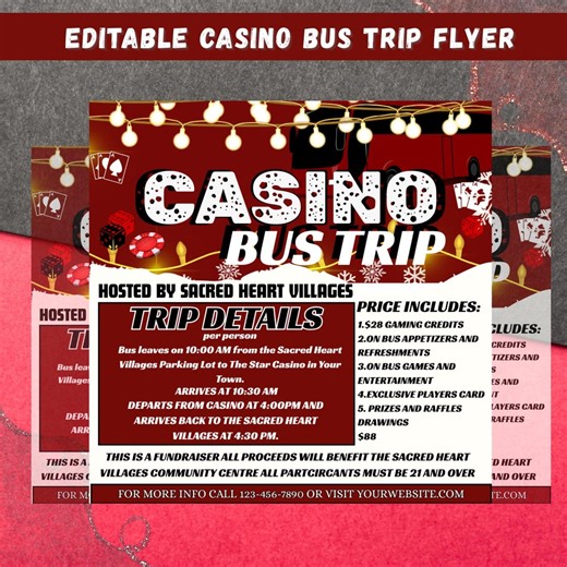 Casino Bus Trip Flyer Template: Editable Party Event (digital Download) - Etsy