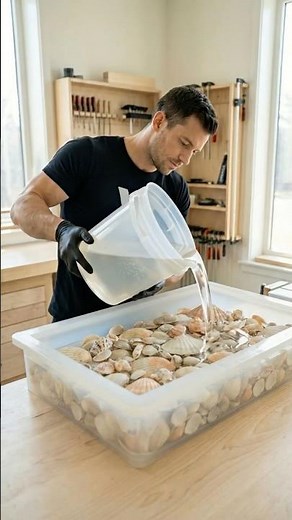 DIY Epoxy Seashell Table Build Using Crystal Clear Resin 🐚 #epoxy #diy