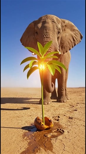 The elephant saved the mango tree from drying up by watering it 😭 #ai #tree #save #water