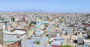 Over looking khayelitsha growing township with Table mountain in the background Cape Town South Africa