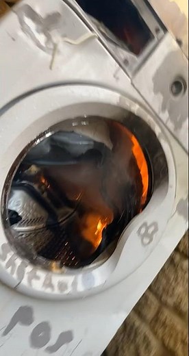 Washing machine on fire! 🔥 #fire #explode