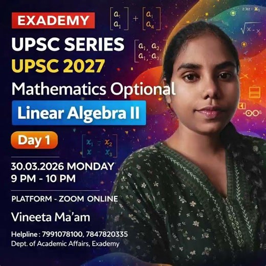 Day 1 - Linear Algebra II UPSC 2027 Mathematics Optional #exademy #upscmathematics #vineetamam