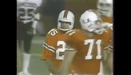 December 5, 1987: Brian Blades scores on a 56 yard touchdown pass from Steve Walsh to give the Miami Hurricanes a 20-16 victory over South Carolina to finish the regular season with an 11-0 record. ESPN's Jim Kelly (not the quarterback) and Kevin Kiley call the action. Special thanks to Alex Carter for sending this video. #orangebowl #GoCanes #miamihurricanes | Ghosts of the Orange Bowl