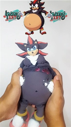 Shadow is sad! oh no shadow don't eat too many burgers 🍔 watch out for explosions! made of clay.