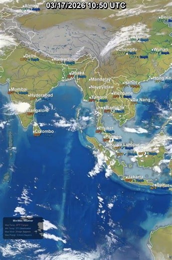 India & Southeast Asia 24 Hour Satellite Weather | March 17, 2026 #shorts