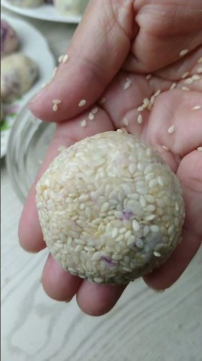 Ube Cheese Buchi | With Camote Halaya Recipe | Filipino Sesame Balls #Shorts