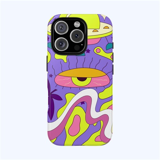 Psychedelic Eye UFO Phone Case: Abstract Alien Art for Iphone, Samsung Galaxy, and Google Pixel - Etsy