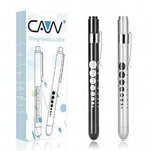 CAVN (2 Packs) Reusable Medical Penlight with Pupil Gauge for Nurses Doctors with Pocket Clip