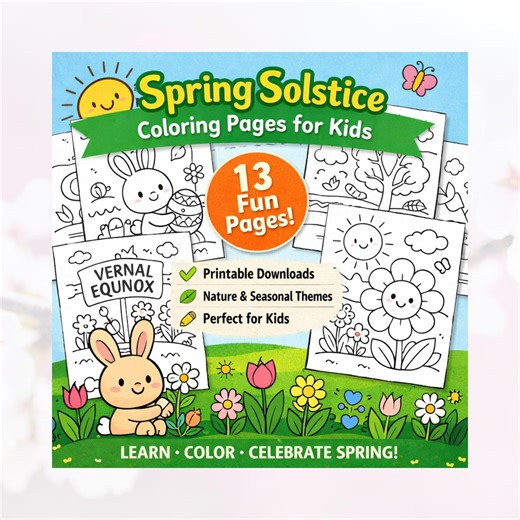 Spring Solstice Coloring Pages for Kids - Etsy
