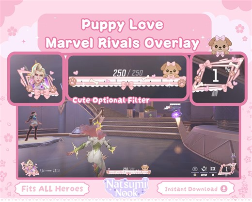 Puppy Love Marvel Rivals Overlay | HUD Customizable UI Game | Pink All Heroes Stream Overlay Twitch | Marvel Rivals - Etsy