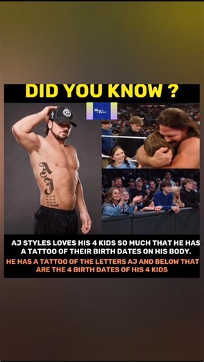 AJ Styles has a tattoo of his 4 kids' birth dates on his body #ajstyles #wweraw