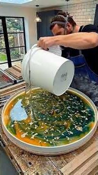 DIY Green & Gold Epoxy Resin Table Pour