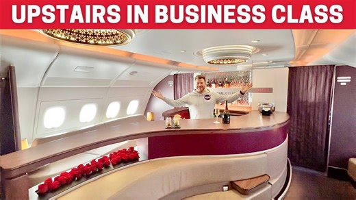 Upstairs on Qatar Airways A380 Business Class