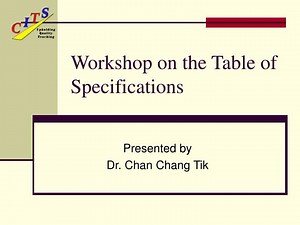 PPT - Workshop on the Table of Specifications PowerPoint Presentation, free download - ID:316304