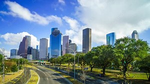 Houston Time Lapse of Traffic and Skyline With Clouds 4K timelapse Texas