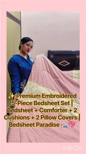 ✨ Premium Embroidered 5-Piece Bedsheet Set | Bedsheet + Comforters #bedsheetparadise #bedsheets #bed