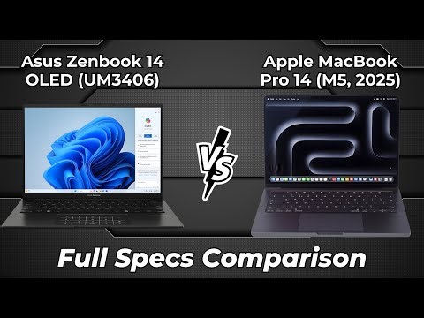Asus Zenbook 14 OLED UM3406 vs Apple MacBook Pro 14 M5 2025 🔥 Full Specs Comparison