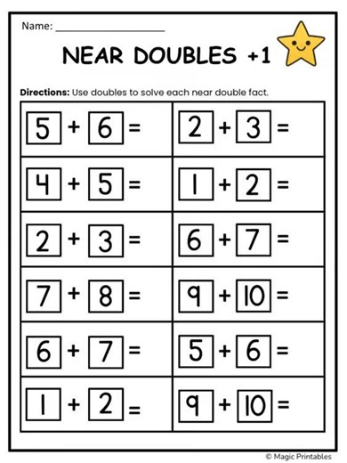 10 Printable Doubles Facts Math Worksheets | Addition Doubles 0–10 | No Prep Math Practice | Kindergarten & 1st Grade - Etsy