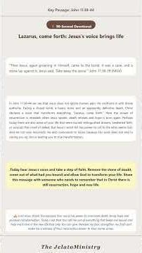 JOHN 11 SERIES 12 EP 66 LAZARUS, COME FORTH: JESUS'S VOICE BRING | The JelatoMinistry