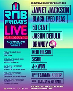 In a couple of weeks, Australia's biggest party returns! See all these acts live on stage and ONLY at RNB Fridays Live. 🥳 Ticket & tour info ➡️ rnbfridayslive.com | Fridayz Live