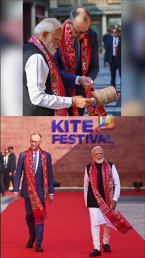 Rare Moment! PM Modi & German Chancellor at Sabarmati Kite Festival #shorts