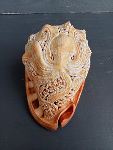 Hand Carved Red Helmet Shell Octopus Sea Horse Sculpture: Natural Sea Conch - Etsy