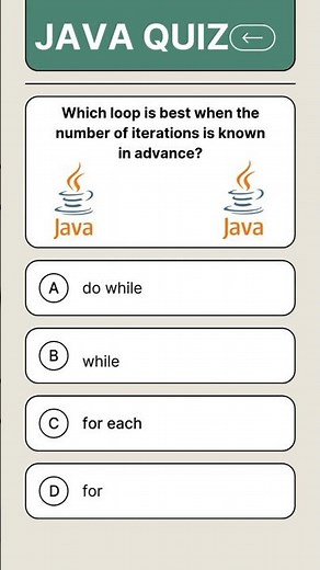 Java MCQ #11 🔢 Which Loop Suits Fixed Iterations? | JavaDrill Shorts