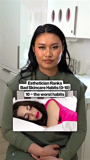 Esthetician ranks bad skincare habits based on how harmful they actually are for your skin. #skincarehabits #estheticiantips #skincaretip #skincaretips