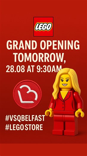 🎉 It’s finally here, Belfast! 🎉 The wait is over… the brand-new @LEGO Store opens TOMORROW at 9:30am in Victoria Square, Belfast 🏙️🧱 Be the first to step inside Northern Ireland’s newest LEGO paradise — from exclusive sets and limited-edition builds to hands-on play zones and fun for all ages 🙌✨ 📍 Victoria Square Belfast – Thursday 28.08 at 9:30am Tag your fellow LEGO fans and get ready to build memories 💛 #vsqbelfast #legostore #BelfastEvents #LoveBelfast #LEGOFans #GrandOpening #Victori